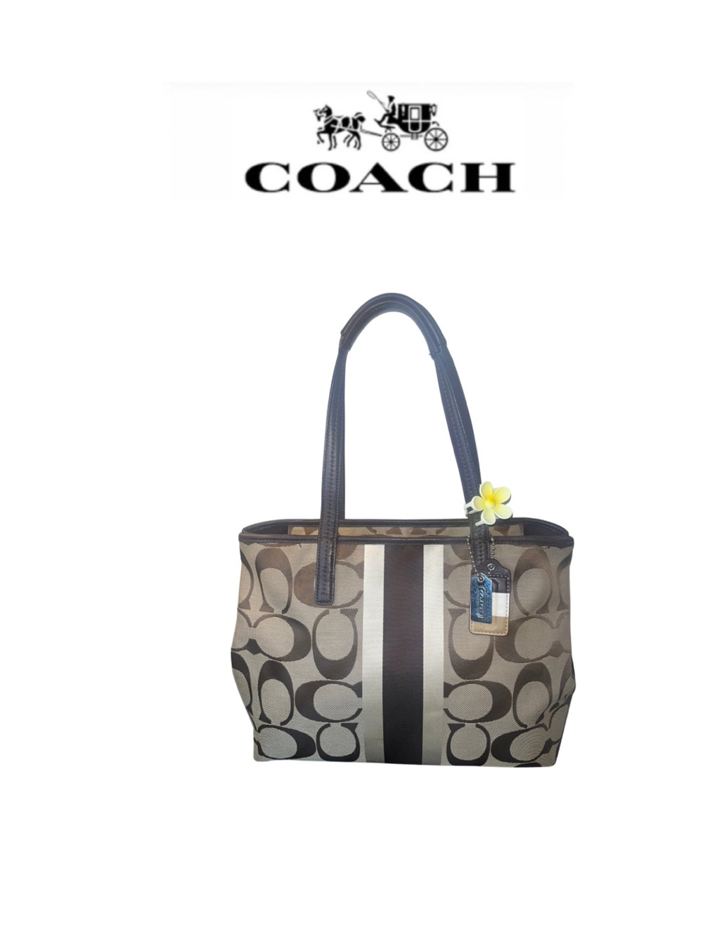 Coach Hampton Signature Stripe Tote